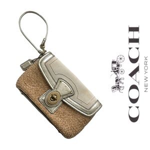 Vintage Coach Straw Woven Wrist Handbag